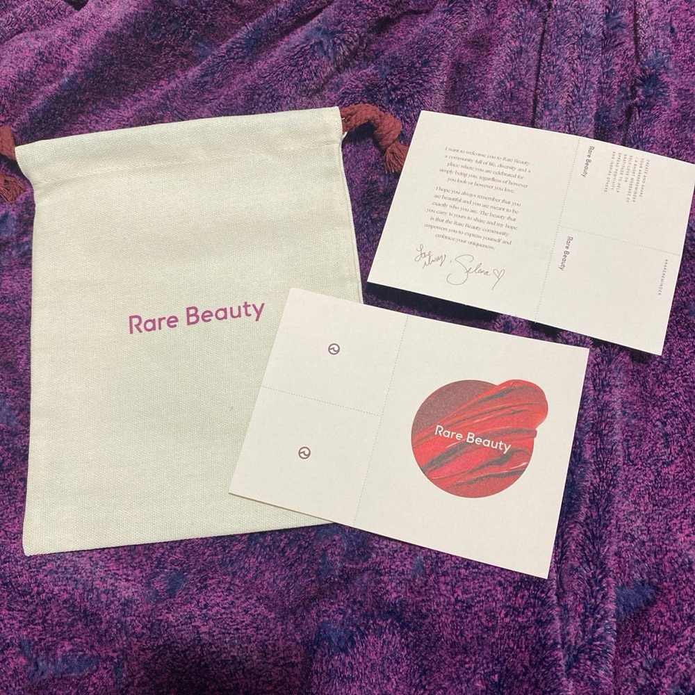 Rare Beauty Drawstring Bag with 2 Rare Beauty Cards